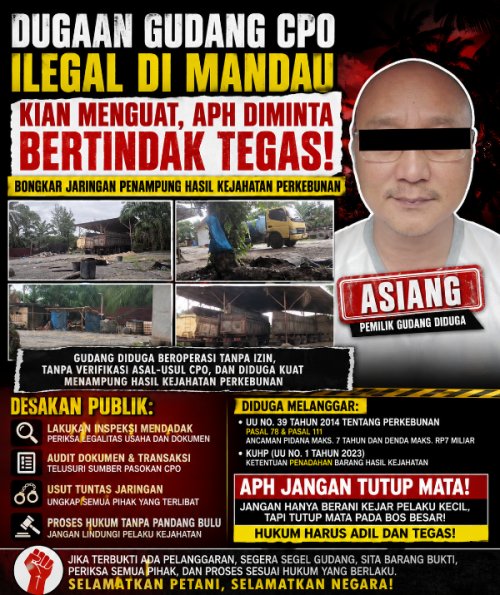  Kebal Hukum atau Belum Tersentuh? Dugaan Gudang CPO Asiang di Mandau Kian Mengundang Tanda Tanya